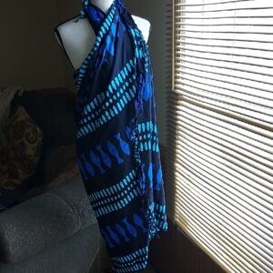 Blue & Teal Patterned Wrap Dress / Sarong
